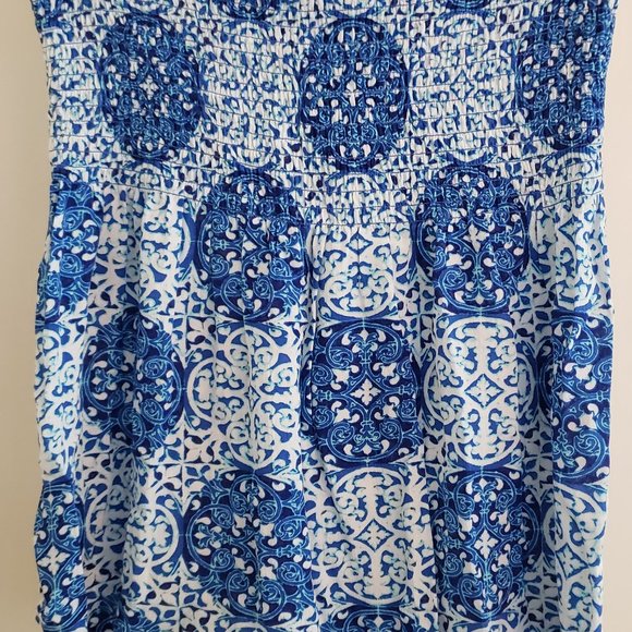 Blue and White Soho flowy bandeau top - Picture 2 of 6